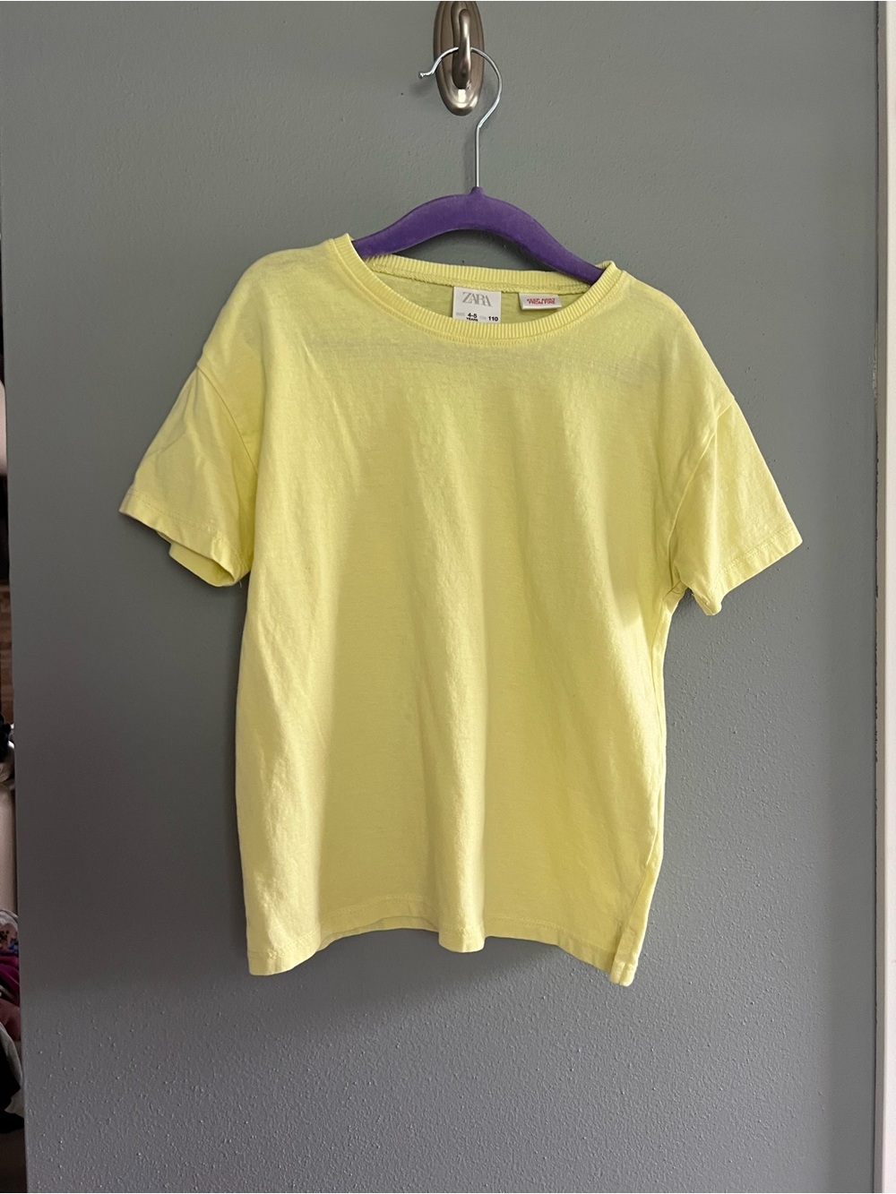 Zara Kids Lemon Yellow Short Sleeve Cotton Tee